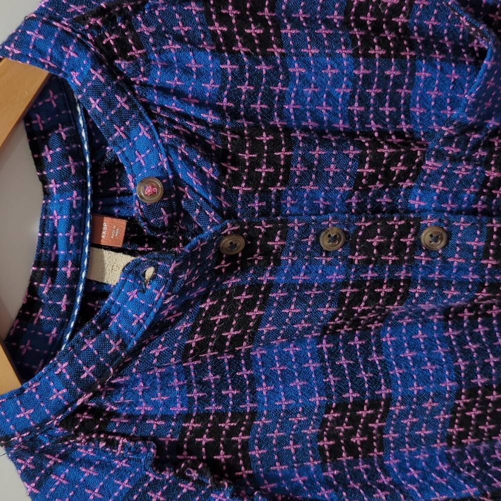 Pilcro Banded Collar Blouse, Blue, XXSP